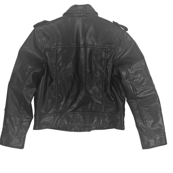 H&M Kids Girls Size 7 Black Faux Leather Moto Biker Jacket MINT - Picture 3 of 6